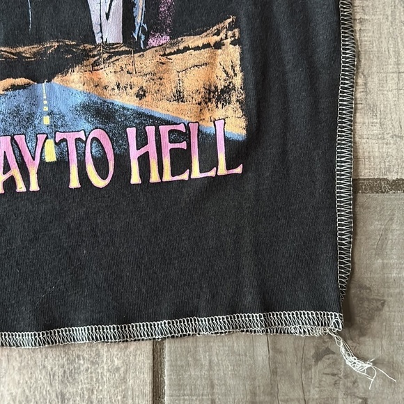 AC/DC highway to Hell graphic band short sleeve crop T-shirt black xs baby tee - Picture 3 of 6